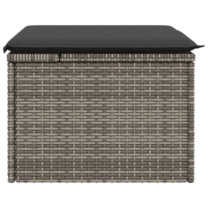 haveskammel med hynde 55x55x37 cm polyrattan grå