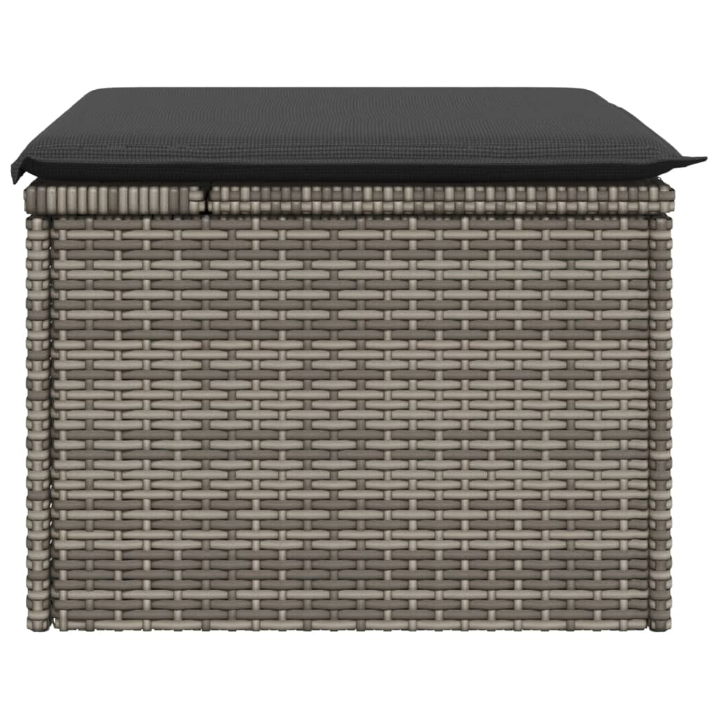 haveskammel med hynde 55x55x37 cm polyrattan grå