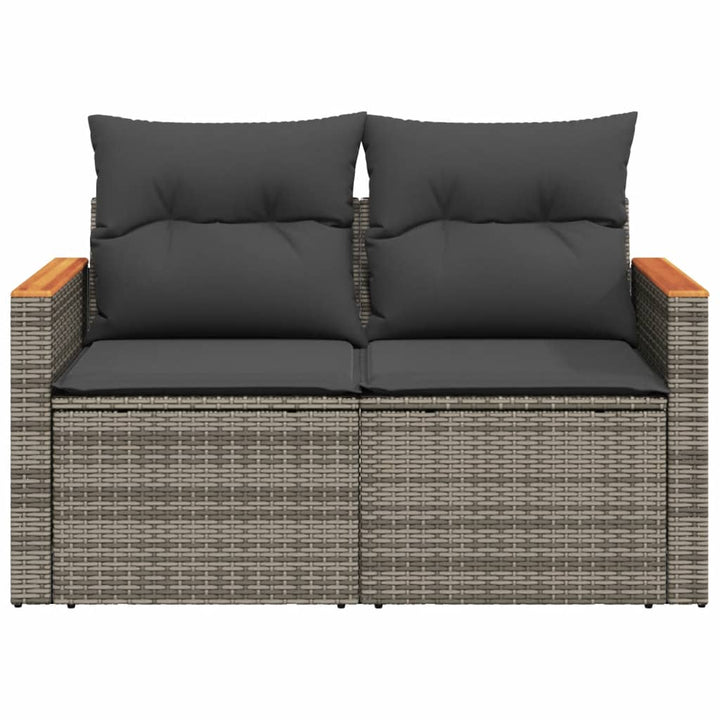 2-personers havesofa med hynder polyrattan grå