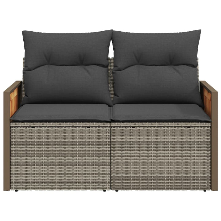 2-personers havesofa med hynder polyrattan grå
