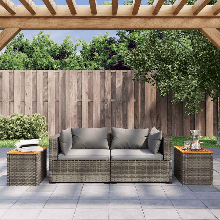 havesideborde 2 stk. 55x34x37 cm polyrattan og massivt træ grå