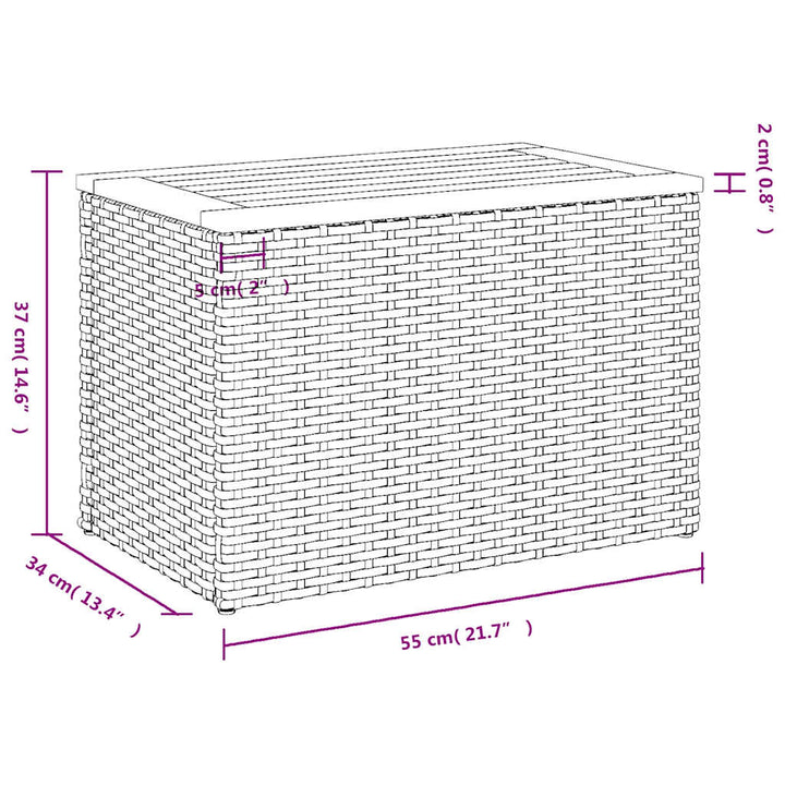 havesideborde 2 stk. 55x34x37 cm polyrattan og massivt træ grå