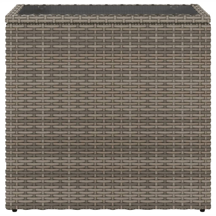 havesidebord med glastop 58x27,5x55 cm polyrattan grå