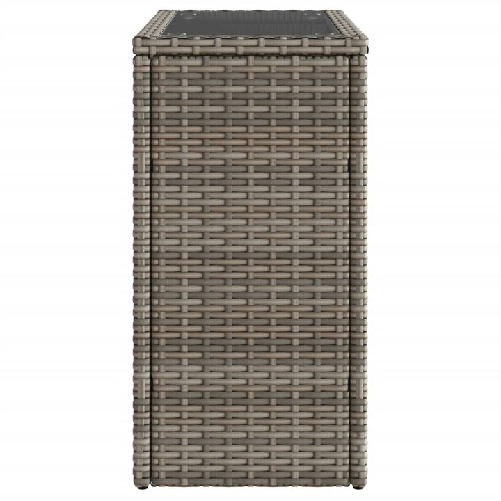 havesidebord med glastop 58x27,5x55 cm polyrattan grå