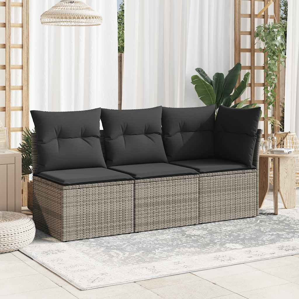 hjørnemodul til havesofa med hynder polyrattan grå