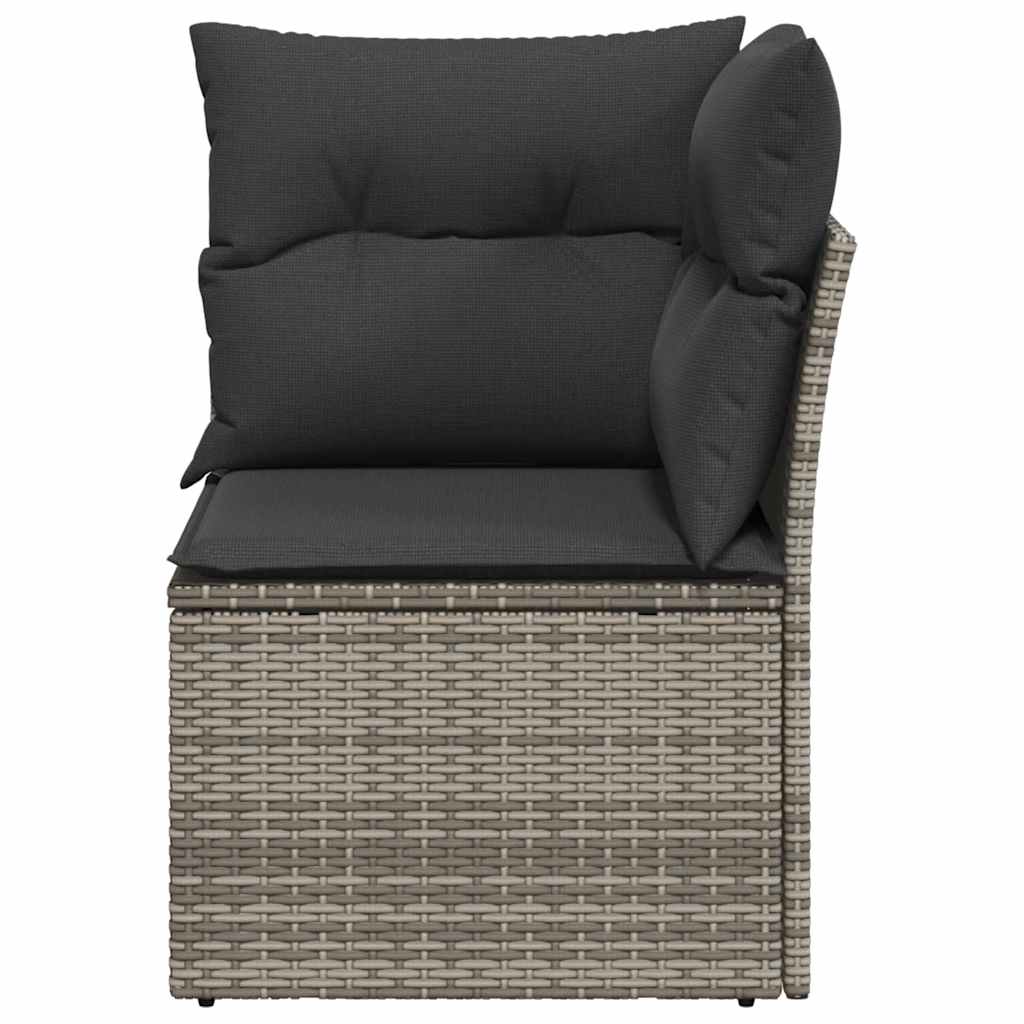 hjørnemodul til havesofa med hynder polyrattan grå