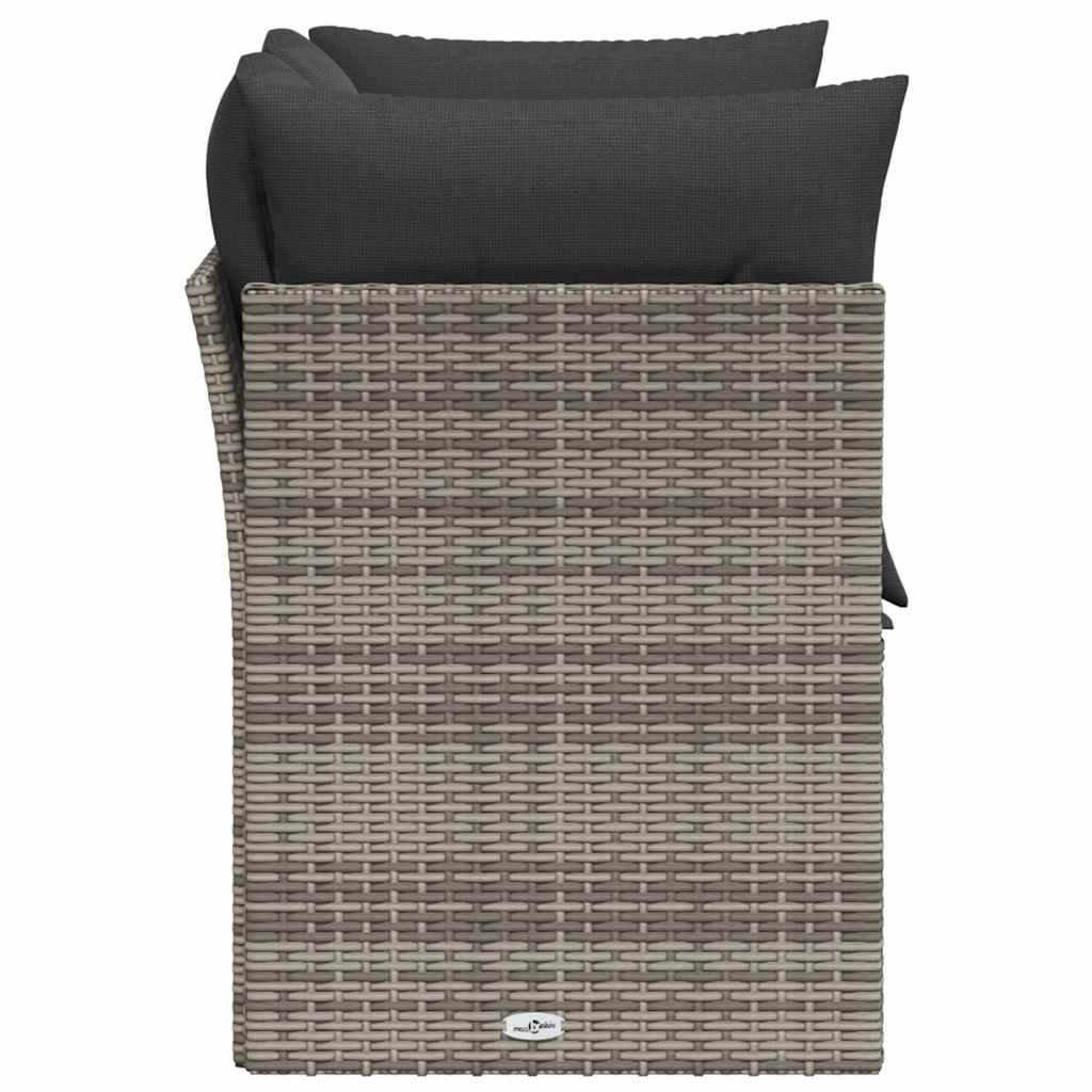 2-personers havesofa med hynder polyrattan grå