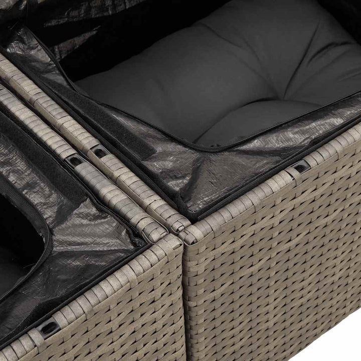 2-personers havesofa med hynder polyrattan grå