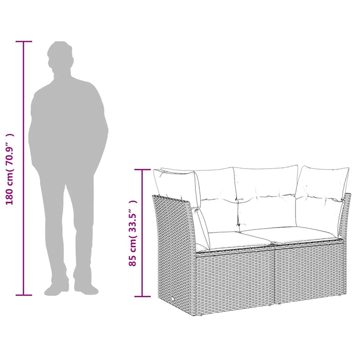 2-personers havesofa med hynder polyrattan grå