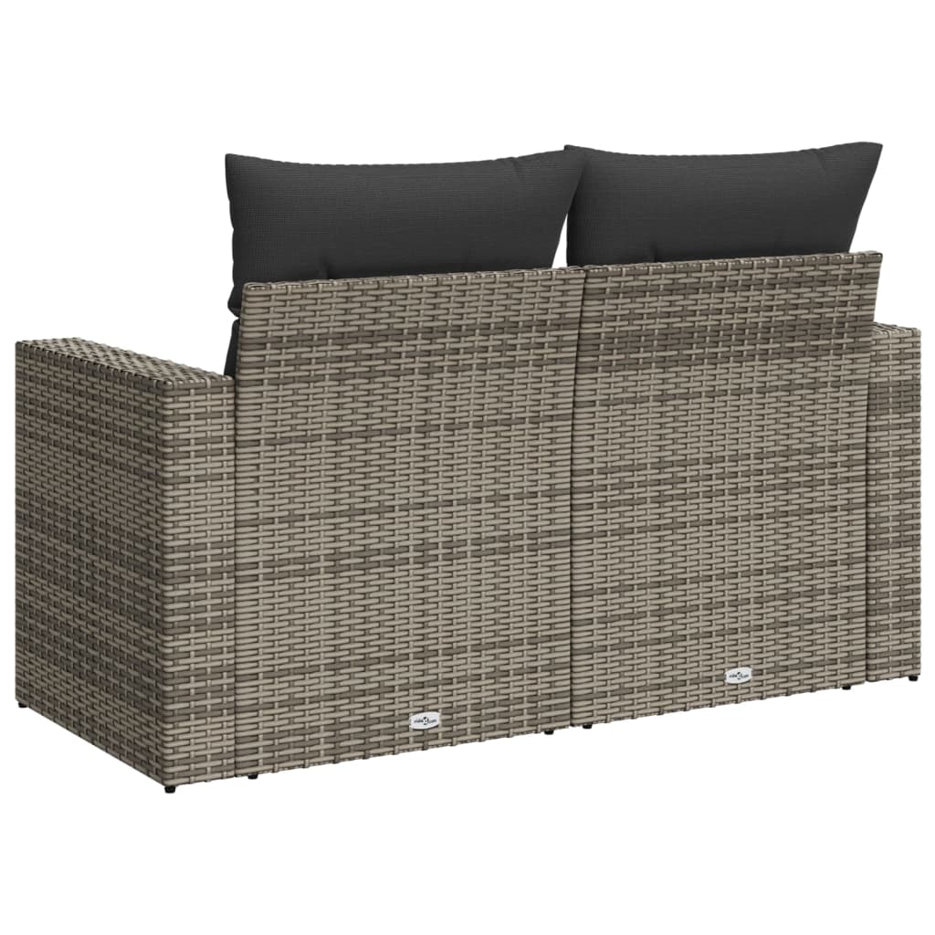 2-personers havesofa med hynder polyrattan grå