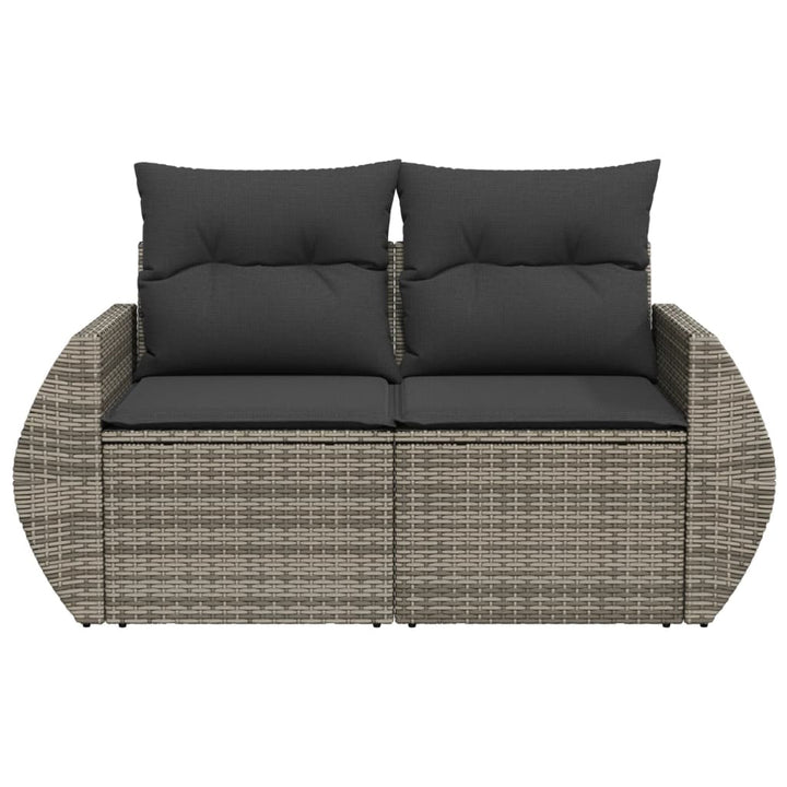 2-personers havesofa med hynder polyrattan grå