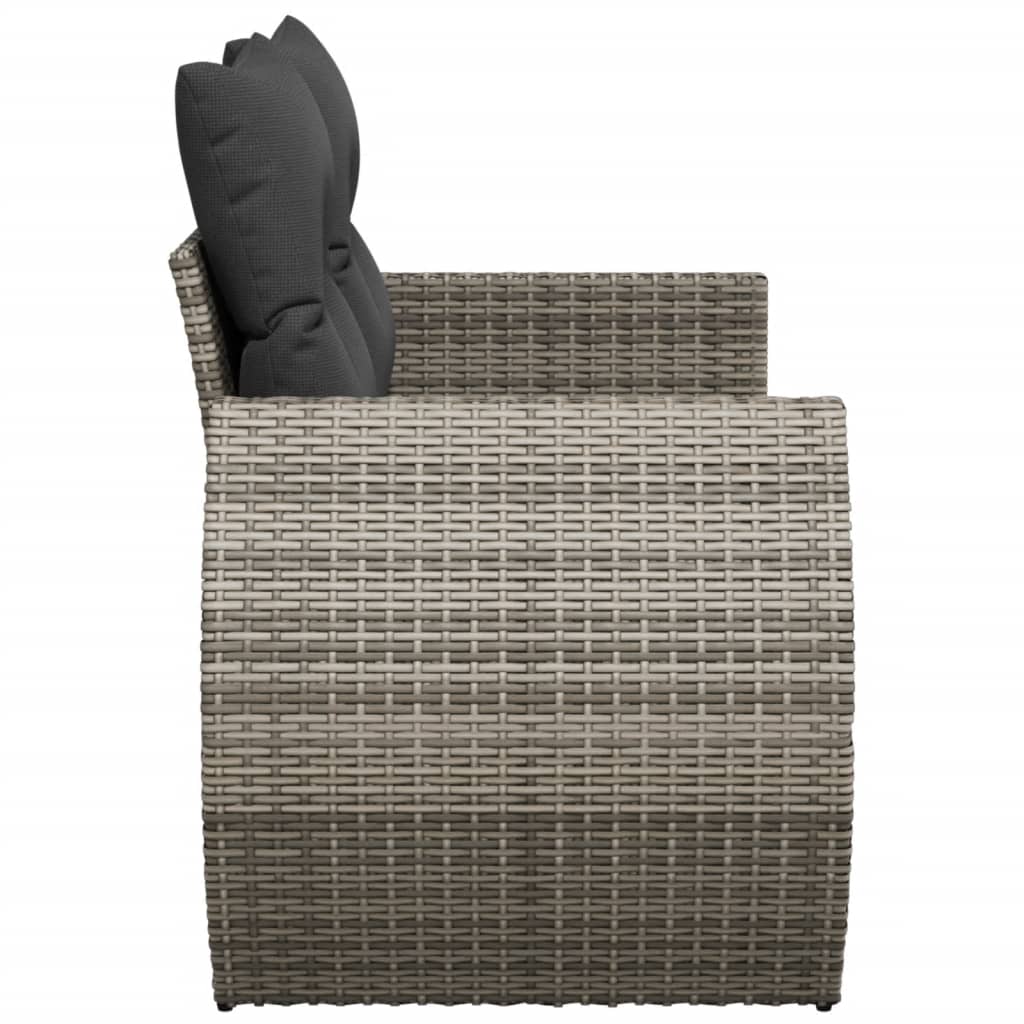 2-personers havesofa med hynder polyrattan grå