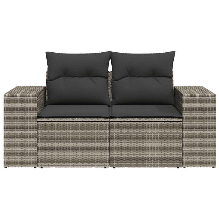 2-personers havesofa med hynder polyrattan grå