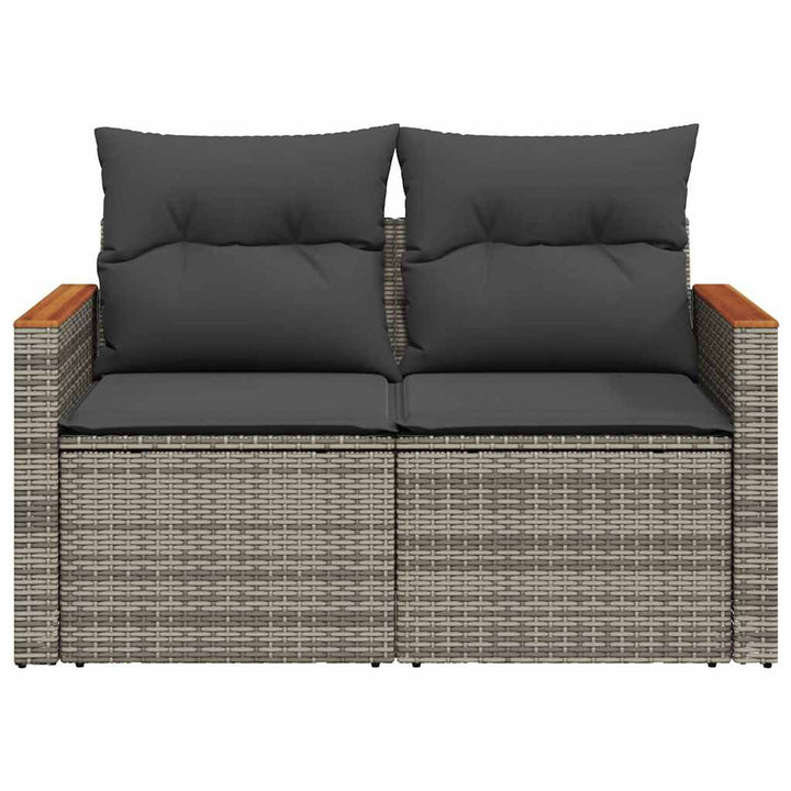 2-personers havesofa med hynder polyrattan grå