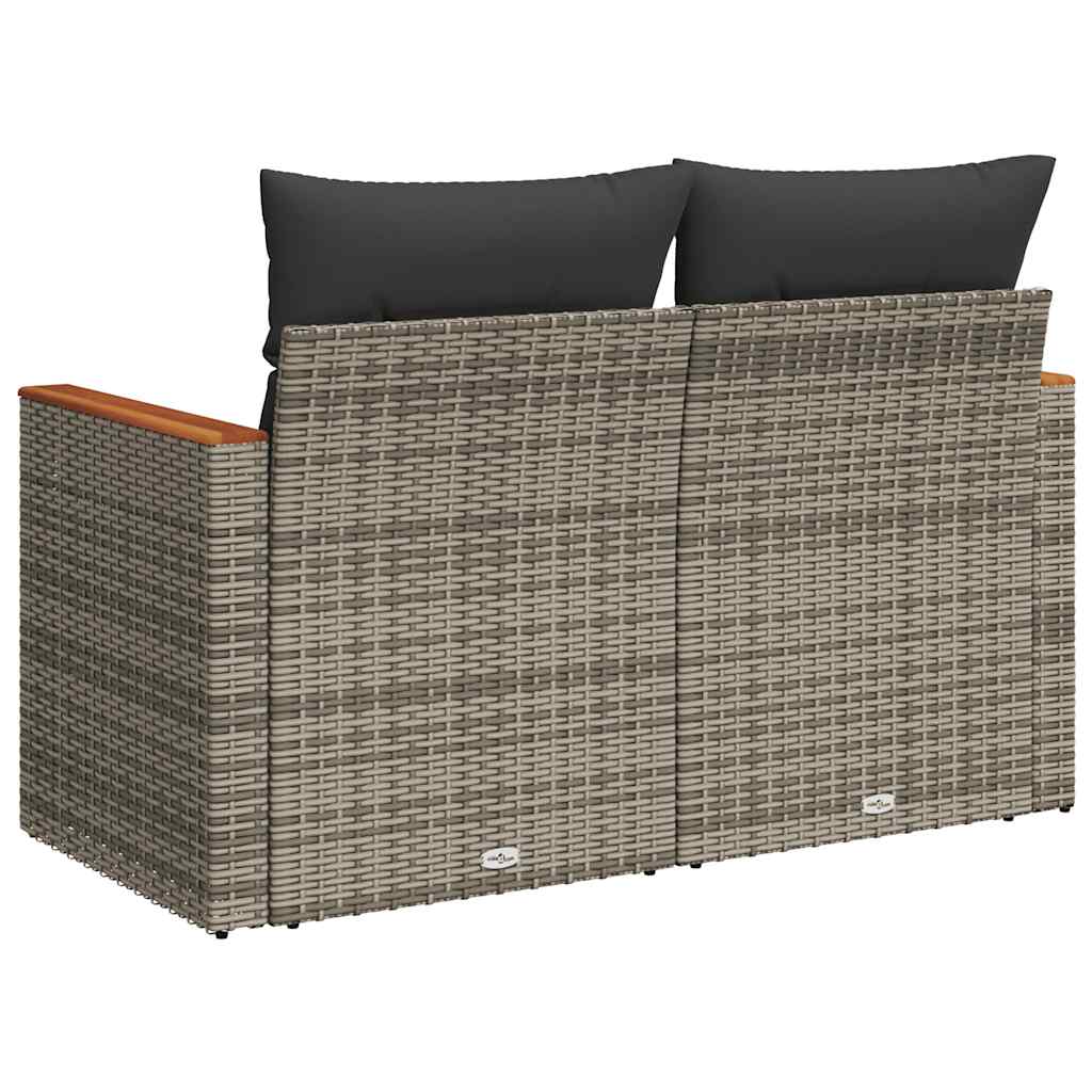2-personers havesofa med hynder polyrattan grå