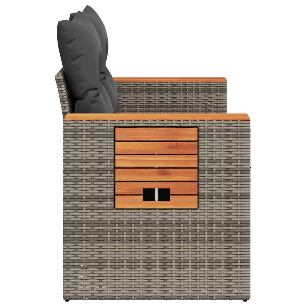 2-personers havesofa med hynder polyrattan grå