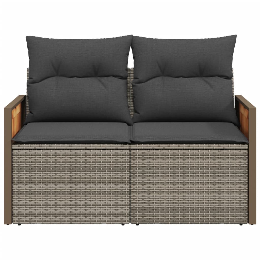 2-personers havesofa med hynder polyrattan grå