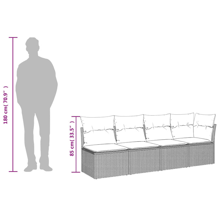 Havemøbelsofa med pude Grå 227 x 62 x 69 cm polyrattan