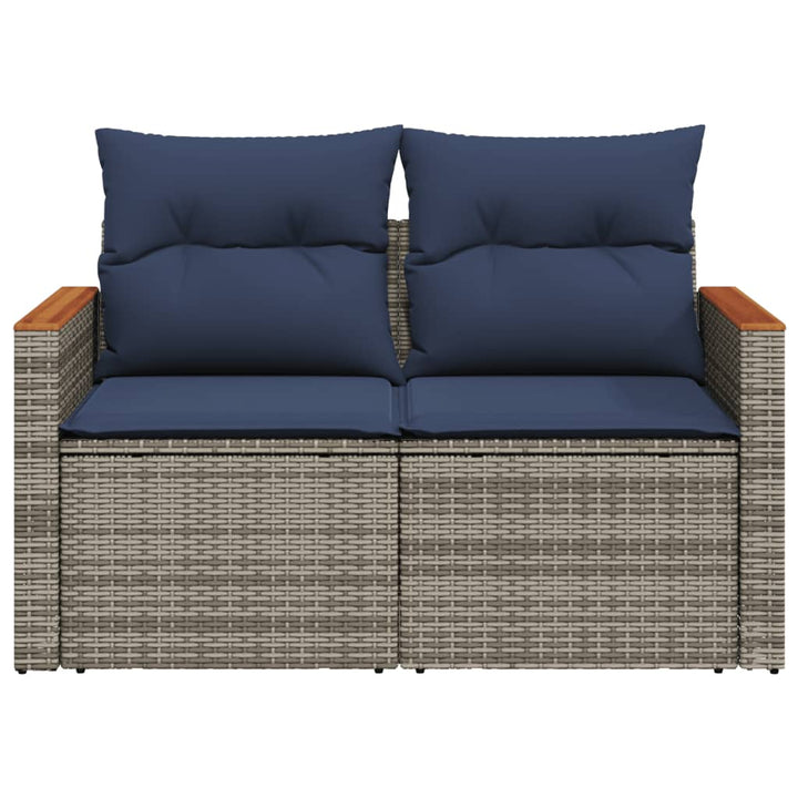 havesofa med hynder 2-personers grå polyrattan