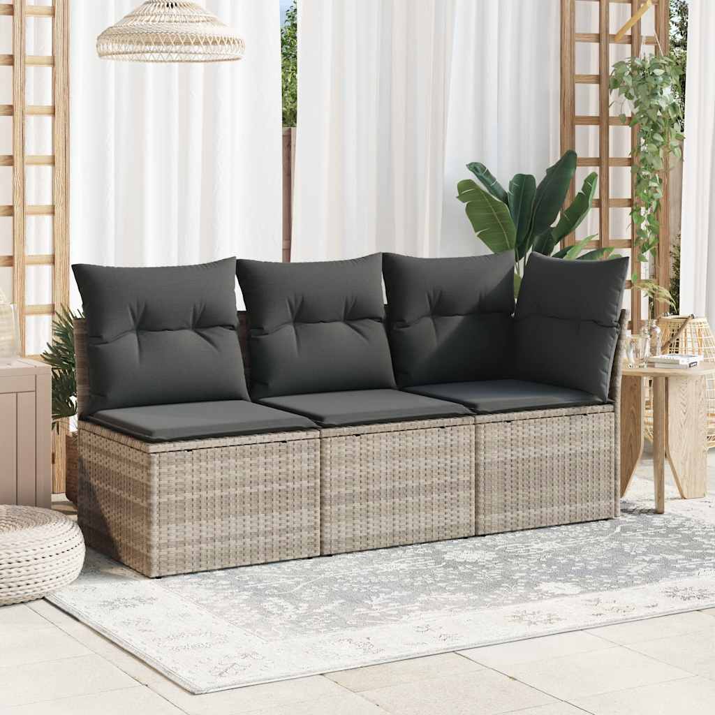 hjørnemodul til havesofa med hynder polyrattan lysegrå