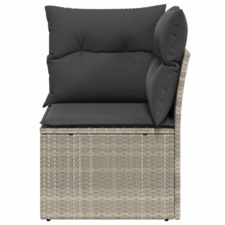 hjørnemodul til havesofa med hynder polyrattan lysegrå
