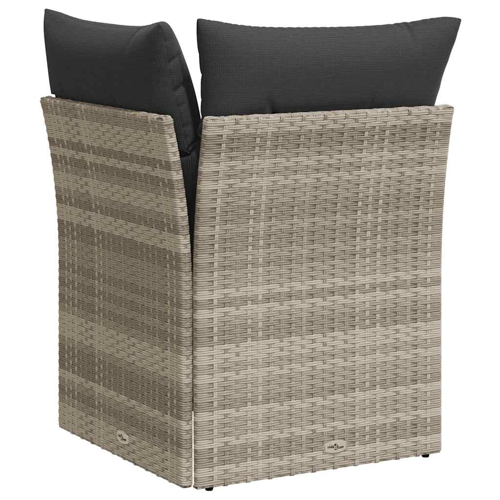 hjørnemodul til havesofa med hynder polyrattan lysegrå