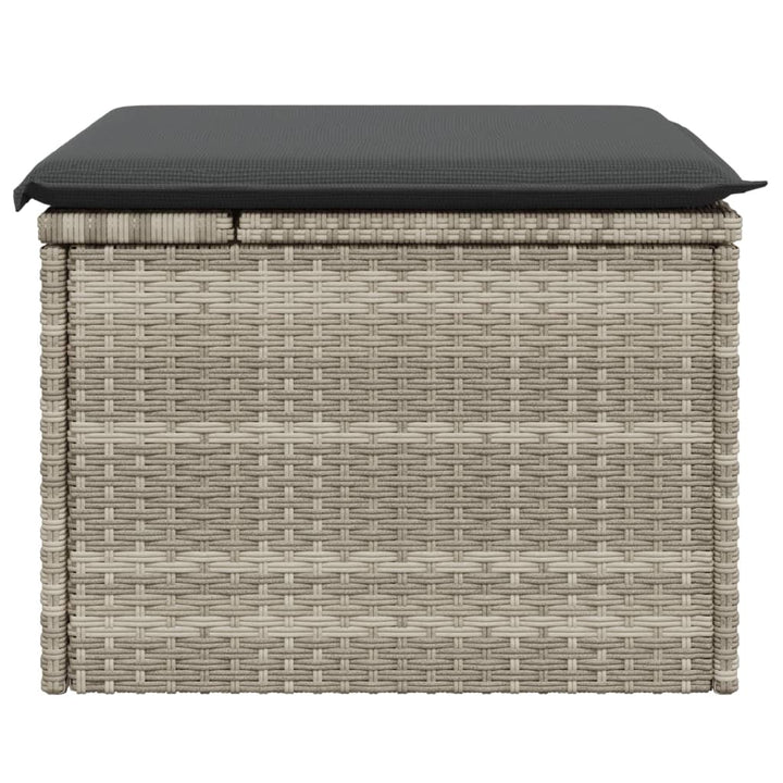 haveskammel med hynde 55x55x37 cm polyrattan lysegrå