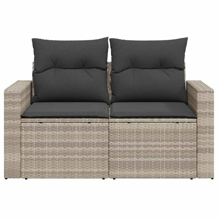 2-personers havesofa med hynder polyrattan lysegrå