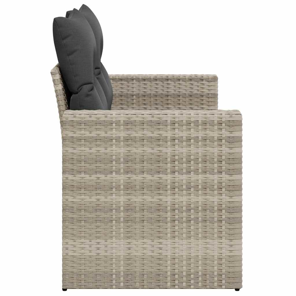 2-personers havesofa med hynder polyrattan lysegrå