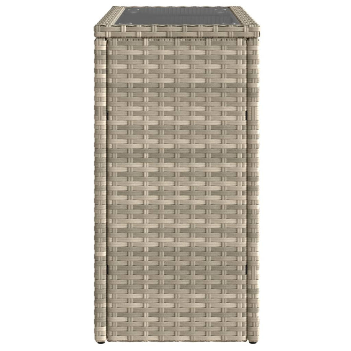 havesidebord med glastop 58x27,5x55 cm polyrattan lysegrå