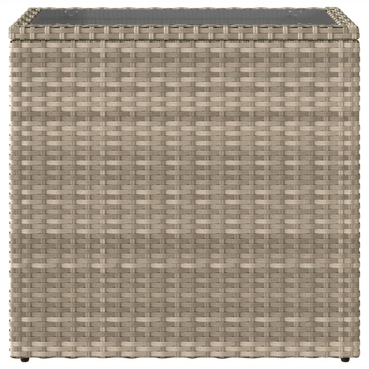 havesidebord med glastop 58x27,5x55 cm polyrattan lysegrå