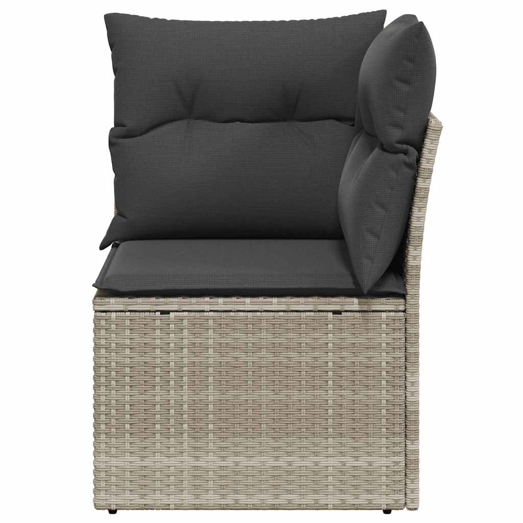 hjørnemodul til havesofa med hynder polyrattan lysegrå