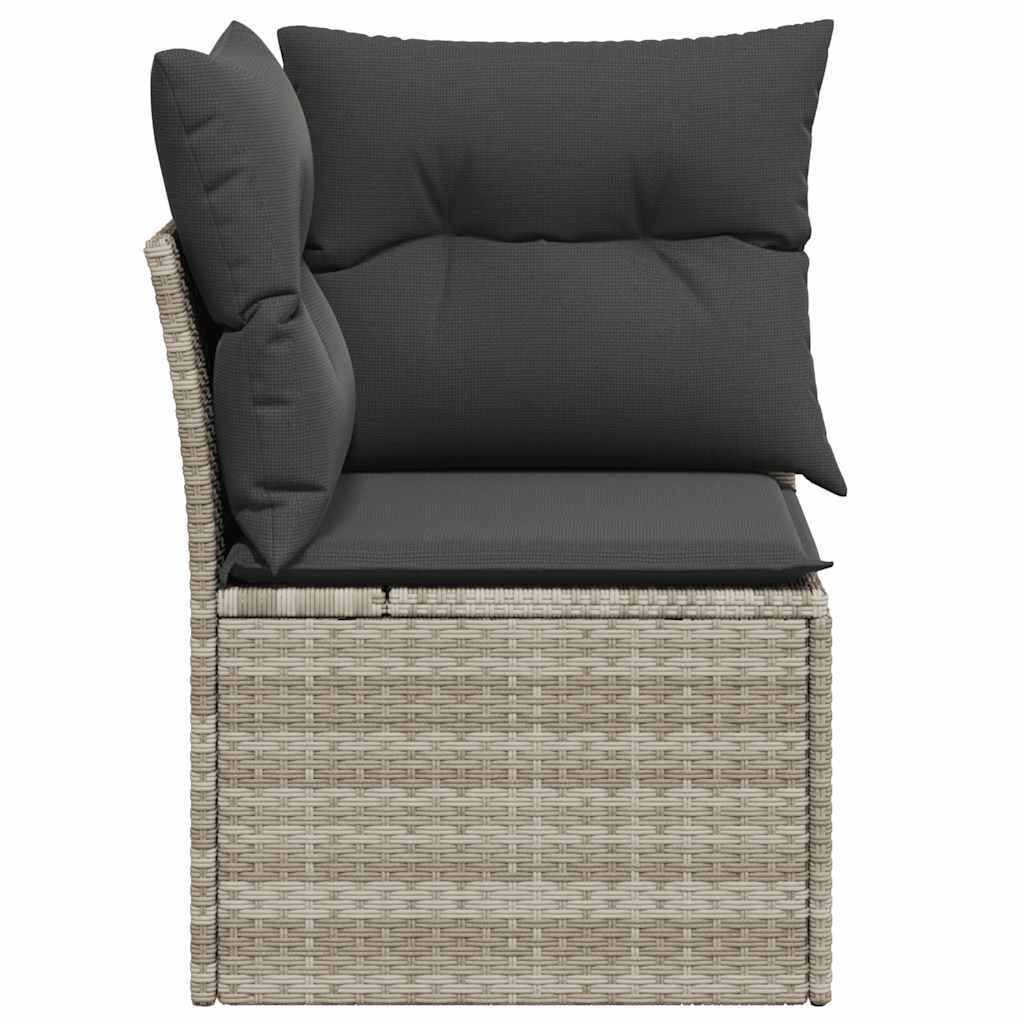 hjørnemodul til havesofa med hynder polyrattan lysegrå