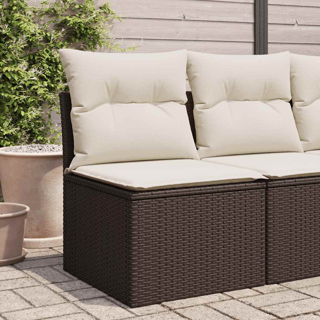 sofamodul til haven med hynder polyrattan brun