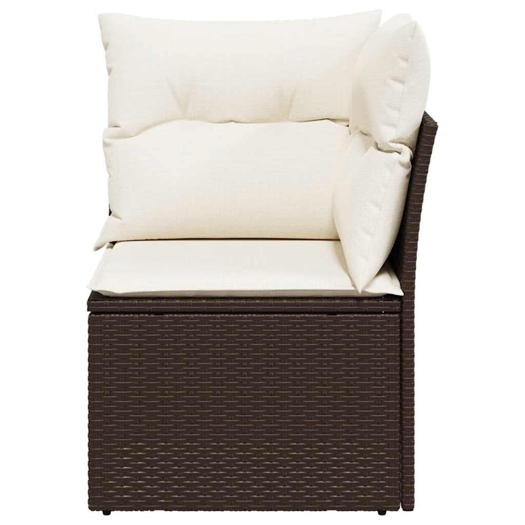 hjørnemodul til havesofa med hynder polyrattan brun