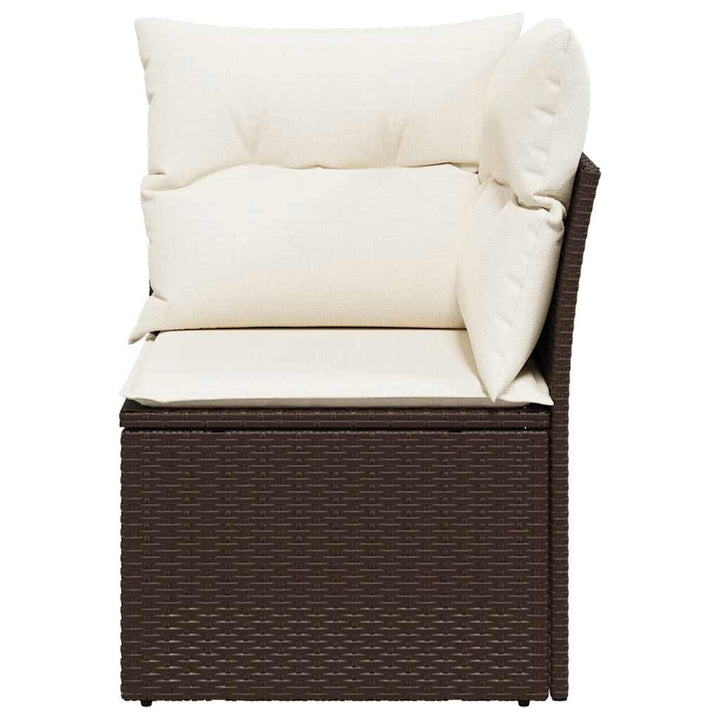 hjørnemodul til havesofa med hynder polyrattan brun
