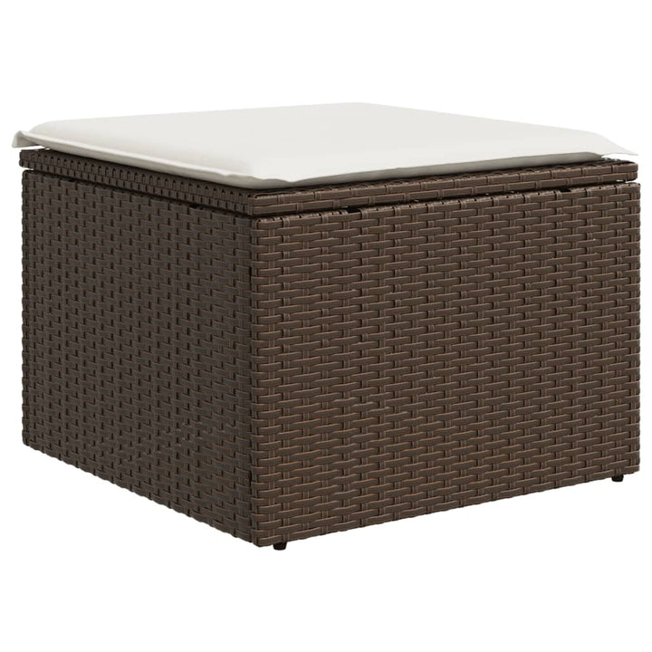 haveskammel med hynde 55x55x37 cm polyrattan brun
