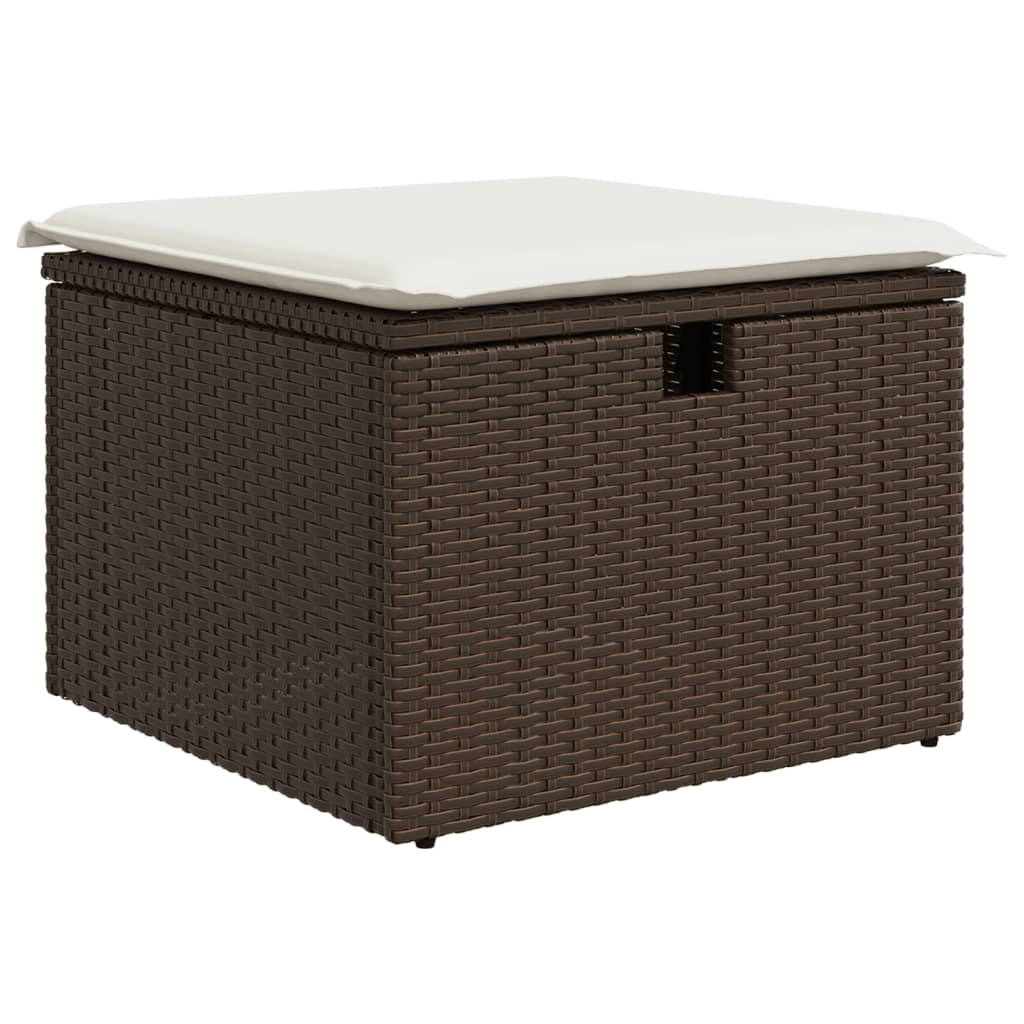 haveskammel med hynde 55x55x37 cm polyrattan brun