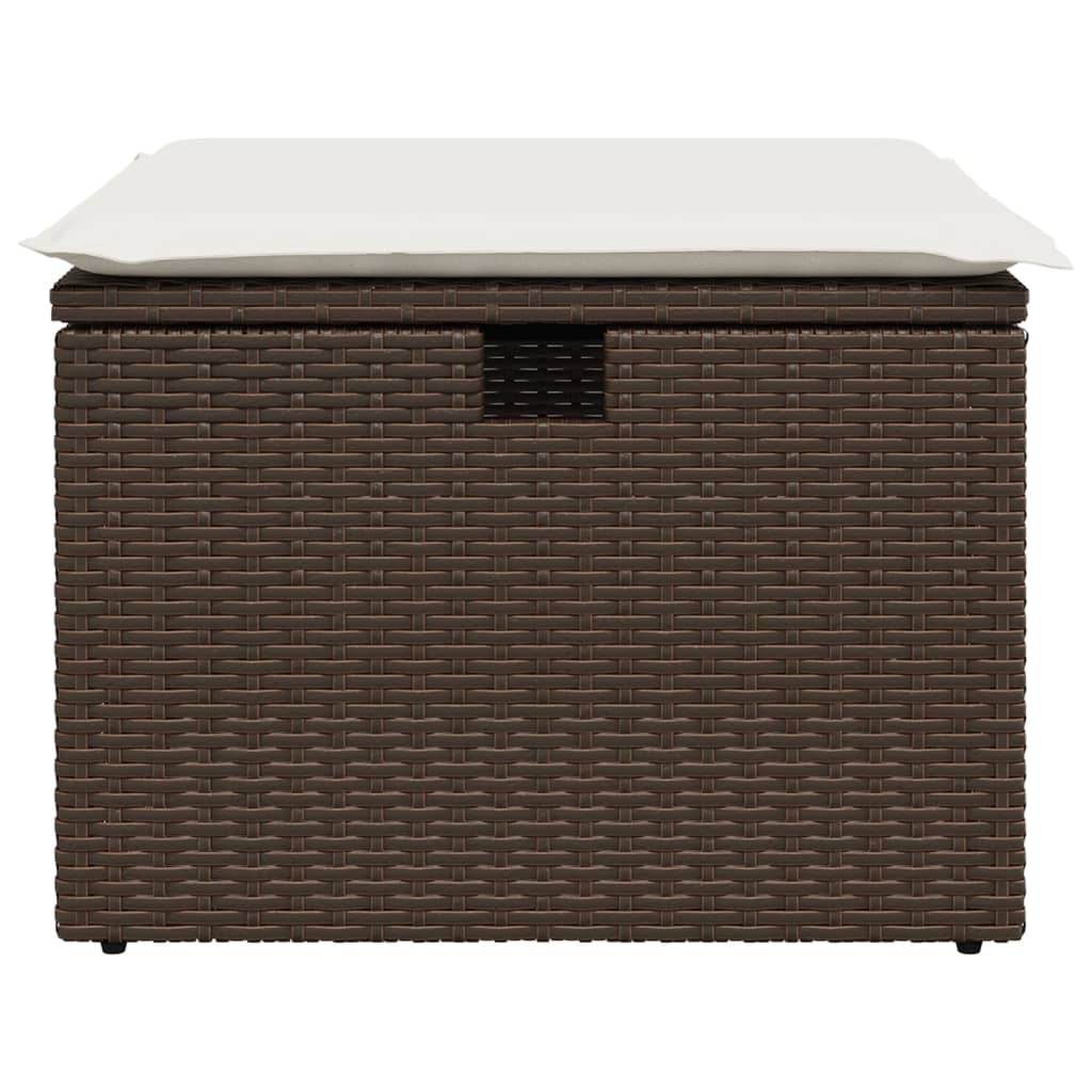 haveskammel med hynde 55x55x37 cm polyrattan brun