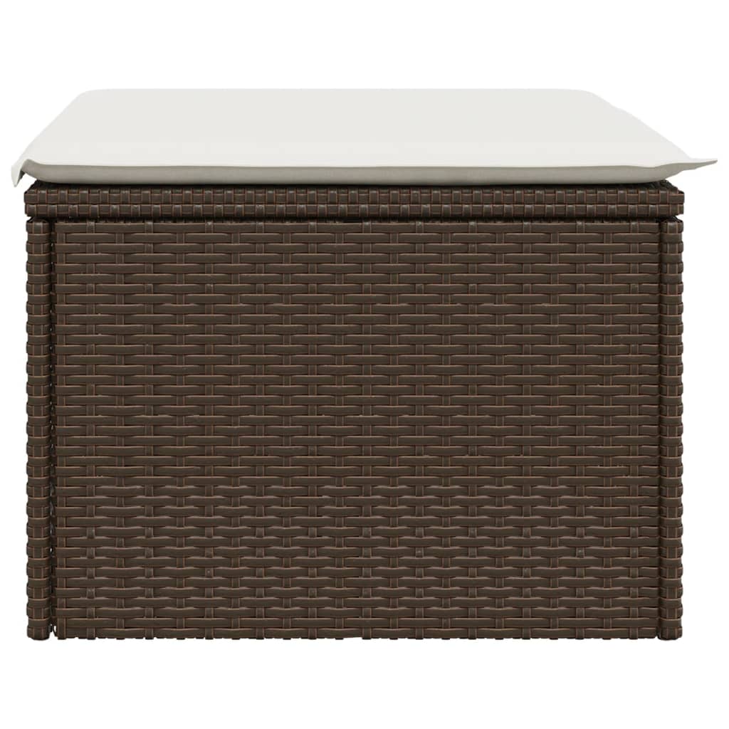 haveskammel med hynde 55x55x37 cm polyrattan brun