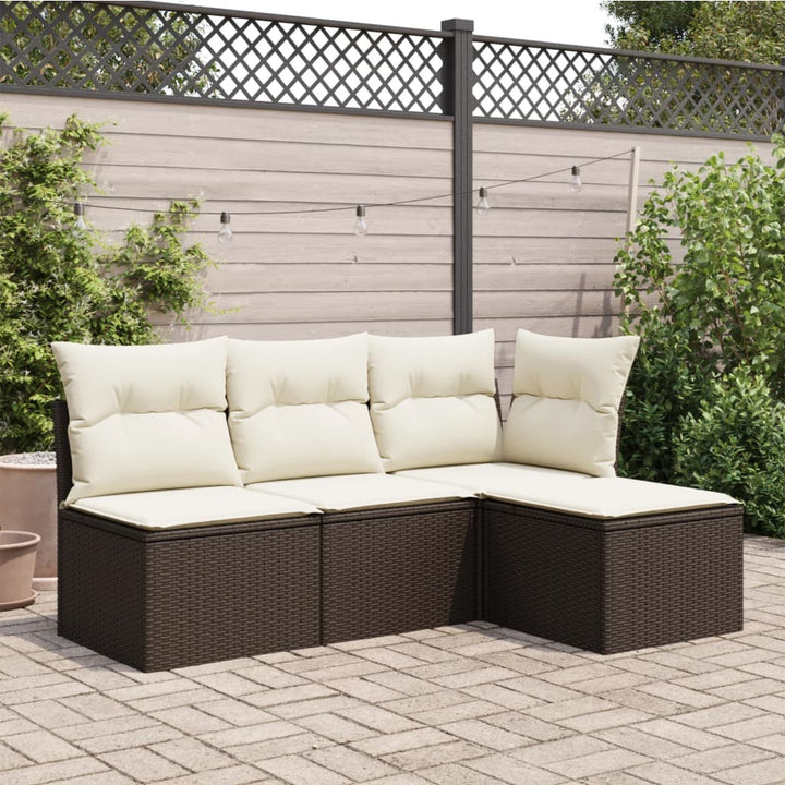haveskammel med hynde 55x55x37 cm polyrattan brun