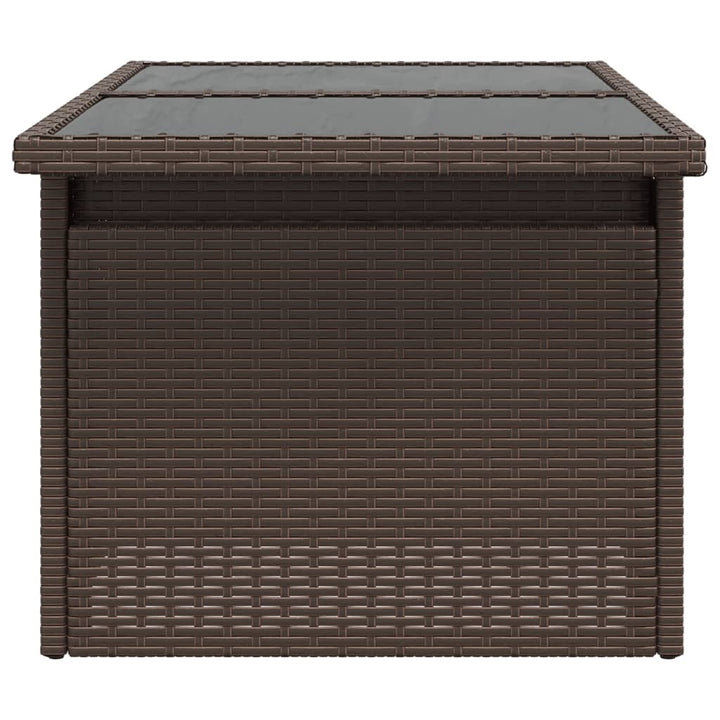 havebord med glastop 100x55x73 cm polyrattan brun