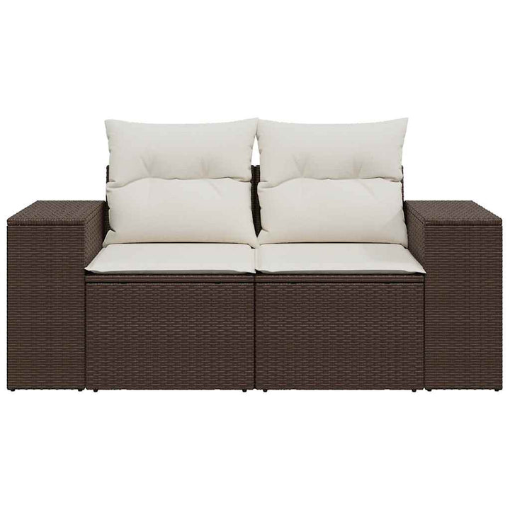 2-personers havesofa med hynder polyrattan brun