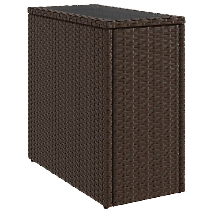 havesidebord med glastop 58x27,5x55 cm polyrattan brun