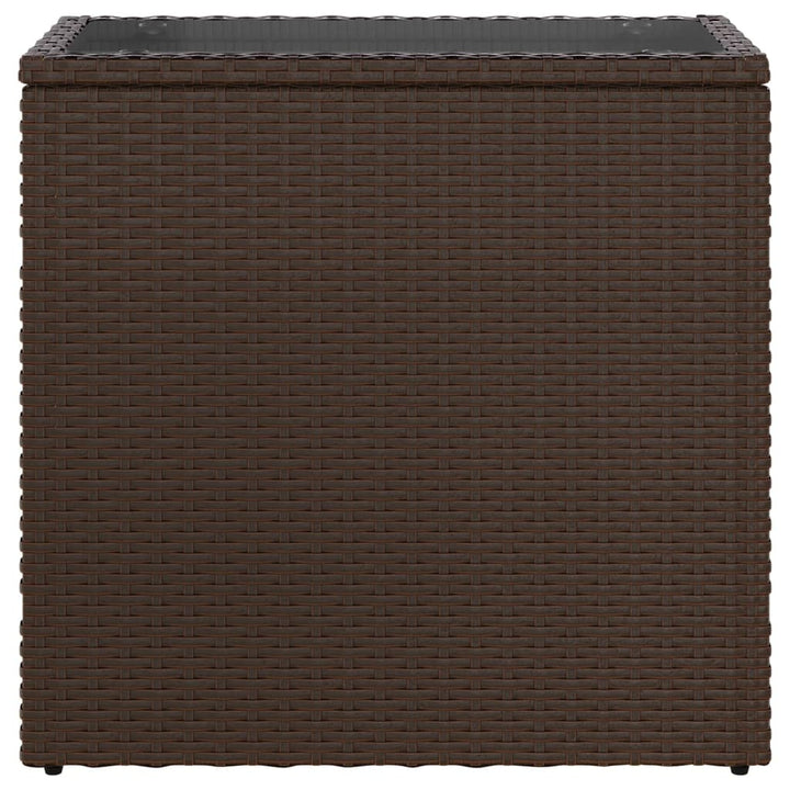 havesidebord med glastop 58x27,5x55 cm polyrattan brun