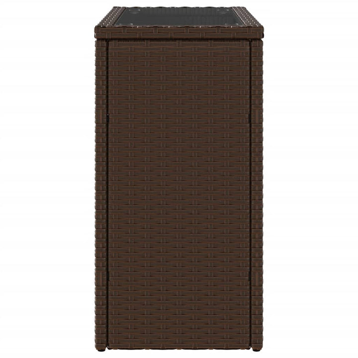 havesidebord med glastop 58x27,5x55 cm polyrattan brun