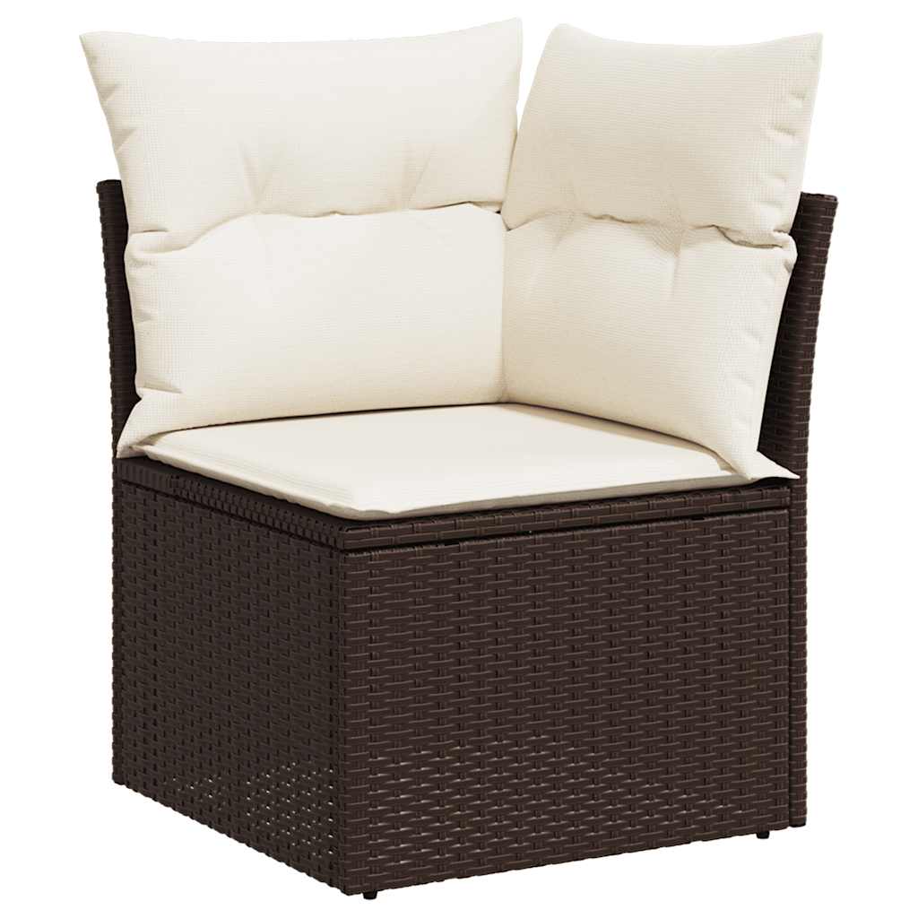 hjørnemodul til havesofa med hynder polyrattan brun