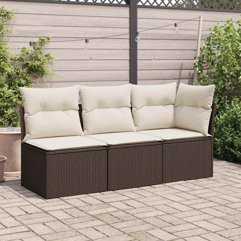 hjørnemodul til havesofa med hynder polyrattan brun
