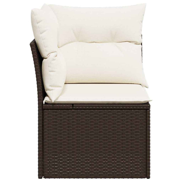 hjørnemodul til havesofa med hynder polyrattan brun