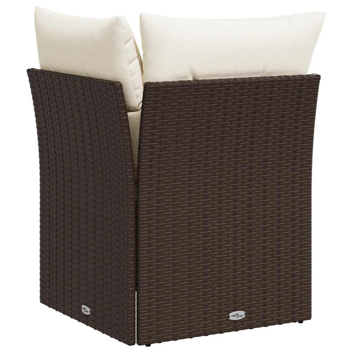 hjørnemodul til havesofa med hynder polyrattan brun